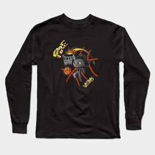 Fire Veins Slam Dunk Yeet Axolotl Basketball Kids Teens Sports Quote Long Sleeve T-Shirt